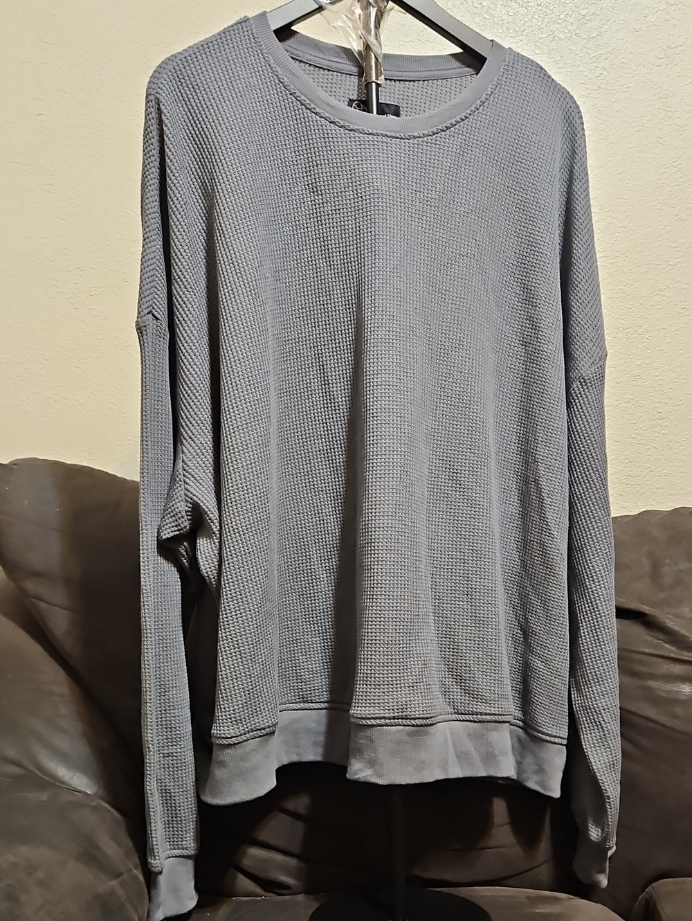Original Use Light Gray Waffle Knit Long Sleeve Tee